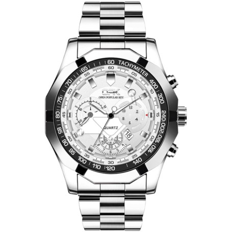 Montre à Quartz Élégante pour Homme avec Bracelet en Acier Inoxydable