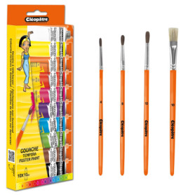 Ensemble de 10 Tubes de Peinture Gouache avec 4 Pinceaux - Cléopâtre