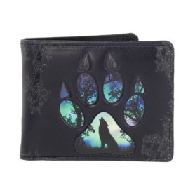 Portefeuille Noir à Motif Loup en Relief - Nemesis Now