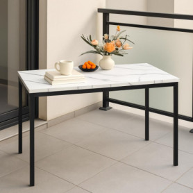 Table de Jardin en Imitation Marbre Blanc pour 4 à 6 Personnes