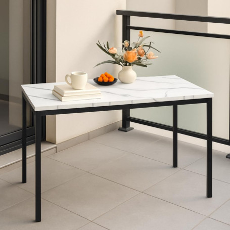 Table de Jardin en Imitation Marbre Blanc pour 4 à 6 Personnes