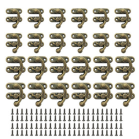 Kit de 24 Crochets de Fermeture Antique en Bronze Patiné pour Boîtes et Valises