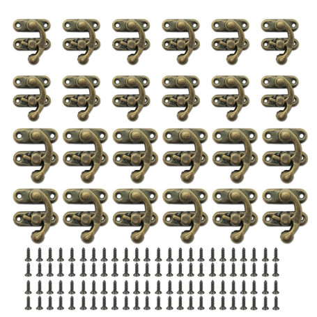 Kit de 24 Crochets de Fermeture Antique en Bronze Patiné pour Boîtes et Valises