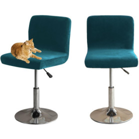 Housse de Chaise de Bar en Velours Turquoise - 2 Pièces