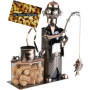 Porte Bouteille de Vin Pêcheur en Métal Cuivré - Décoration Élégante et Cadeau Original