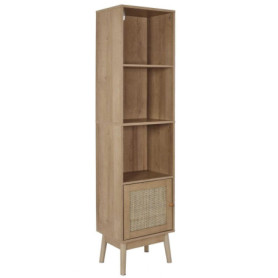 Colonne de Rangement Bali en Bois avec Porte en Rotin - HOME DECO FACTORY