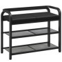 Banc à Chaussures YATINEY avec Dossier et Étagères - Noir
