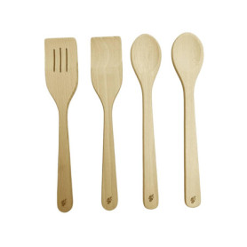 EFO Lot de 4 Spatules en Bois de Hêtre Naturel pour Cuisine