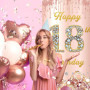 Bannière d'Anniversaire Rose Gold pour Fille de 18 Ans - Décoration Festive