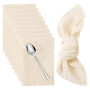 Lot de 12 serviettes en tissu réutilisables - Beige 42x42 cm