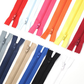Fermetures Éclair Colorées en Nylon - Pack de 12 de 30 cm