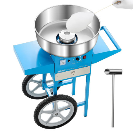 Machine à barbe à papa électrique VEVOR avec chariot - 1000 W, bol en acier inox 52 cm