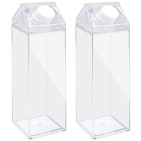 Set de 2 Bouteilles Transparentes en Carton de Lait 500 ml avec Autocollants Décoratifs