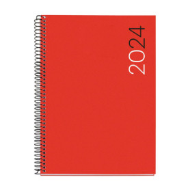 Agenda Annuel 2024 Miquelrius - Semainier Vertical Rouge A5