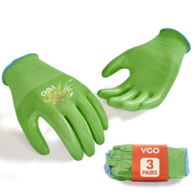Gants de Jardinage Antidérapants Vgo - 3 Paires Lavables et Respirants
