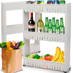 Chariot de Rangement Mobile à 3 Niveaux - Organisateur Pratique pour Cuisine et Salle de Bain