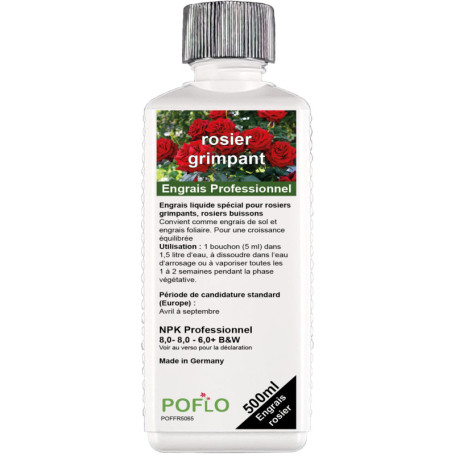 Engrais Liquide Premium pour Rosiers Grimpants et Buissons - POFLO 500ml