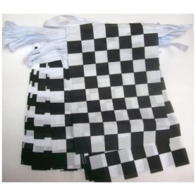 Guirlande Drapeau Damier Noir et Blanc - 12 Mètres pour Courses Automobile