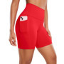Short de Cycliste Femme CRZ YOGA - Taille Haute avec Poches - Rouge Profond