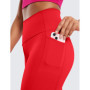 Short de Cycliste Femme CRZ YOGA - Taille Haute avec Poches - Rouge Profond
