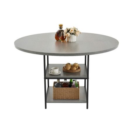 Table à Manger Ronde VEVOR en Bois 120 cm pour 2 à 4 Personnes - Gris Moderne