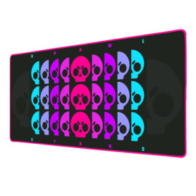 Tapis de Souris XXL Brawl Stars - Sous-Main Antidérapant Noir et Fluo 90x40 cm