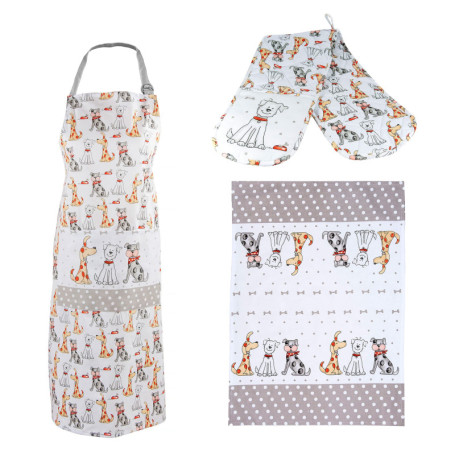Coffret Cuisine Chien Mignon - Tablier, Torchon et Gant de Four