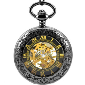 Montre de Poche Mécanique Steampunk Feilok avec Chaîne en Acier Inoxydable