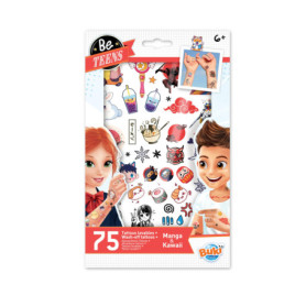Buki - Set de 75 Tatouages Temporaires Manga pour Enfants
