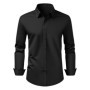 Chemise Boutonnée Homme Manches Longues Infroissable VEVOR - Noir, Taille L