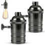 Lot de 2 Lampes Douille Vintage Edison E27 avec Interrupteur Noir