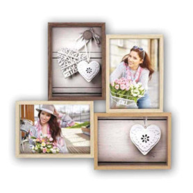 Cadre Photo Zep Montreaux 4Q en Bois Ivoire et Marron