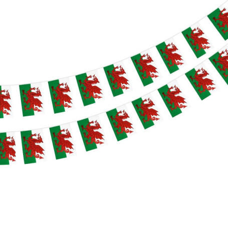 Guirlande Drapeaux du Pays de Galles - 40 Fanions Décoratifs 11,4 m
