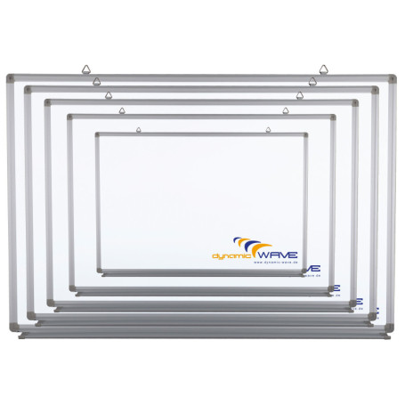 Tableau Blanc Magnétique Dynamic-Wave 150x100 cm avec Cadre Aluminium et Accessoires