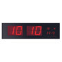Horloge Murale LED Perel avec Affichage Numérique - Noir et Rouge