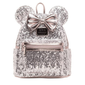 Mini sac à dos à paillettes Minnie Mouse Loungefly - Rose et Argent