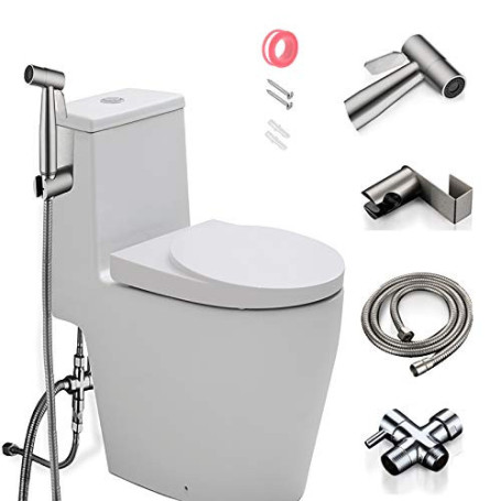 Douchette à Bidet Droiee en Acier Inoxydable - Kit de Pulvérisation Autonettoyant