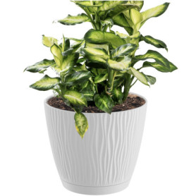 Pot de fleurs rond SANDY P 0,6L - Blanc élégant pour jardin