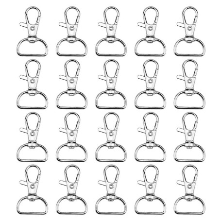 Lot de 20 Mousquetons Pivotants en Alliage de Zinc pour Bijoux et Artisanat