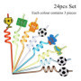Pailles Bouclées Colorées en Plastique pour Enfants - 24 Pièces avec Design Football