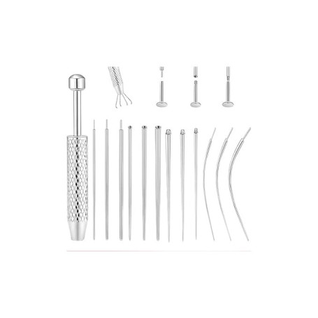 Piercing Werkzeugsatz, outils pour bijoux corporels en acier inoxydable, assistant pour 14G 16G 18G 20G aiguilles d'insertion co