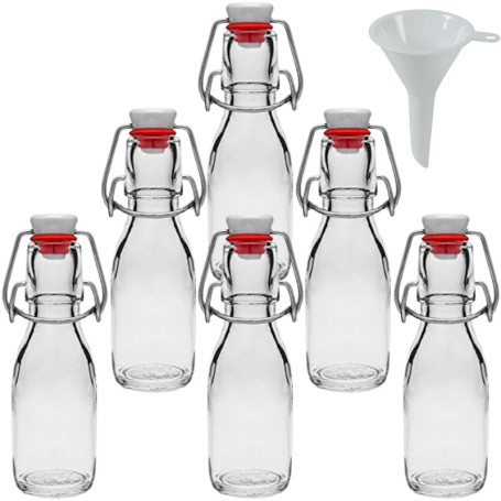 Lot de 6 Bouteilles en Verre avec Bouchon Mécanique - 100 ML