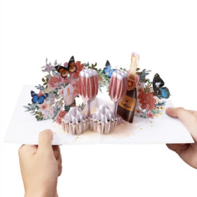 Carte Pop Up Anniversaire de Mariage - Félicitations Élégantes avec Enveloppe