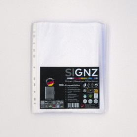 Lot de 100 pochettes perforées A4 extra larges - Transparentes et écologiques