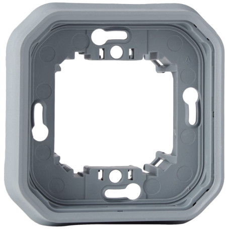 Support Plaque Étanche 1 Poste Plexo - Montage Encastré - Gris