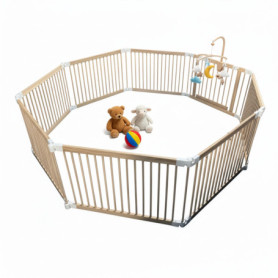 Parc pour Bébé Flexible en Bois de Pin Relaxdays - Aire de Jeux Sécurisée 61 x 84,5 cm