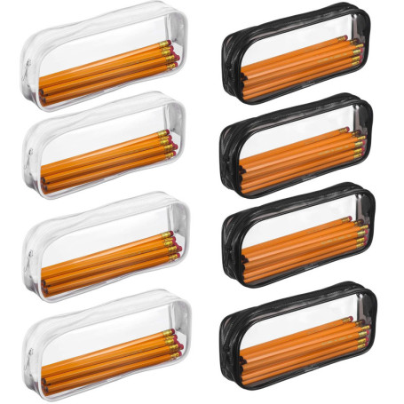 Trousse à Crayons Transparent AMZMUKAUP - 8 Pièces, Grande Capacité et Multi-Usages