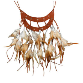 Collier Indien avec Plumes et Perles - Accessoire de Carnaval Chaks
