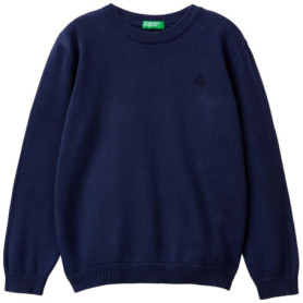 Pull Garçon Col Rond United Colors of Benetton en Coton Bleu