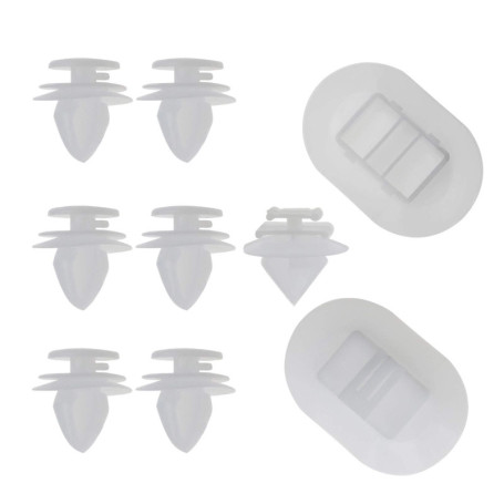 Lot de 9 Clips de Fixation pour Jupe Latérale de Voiture - OTOTEC Blanc